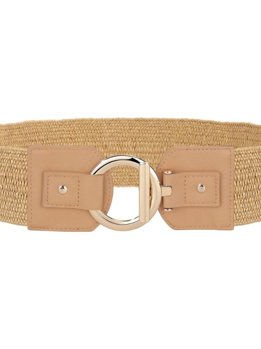 Straw Woven Elastic Belt for Women Vintage Wide Stretch Waistband for Dress Boho